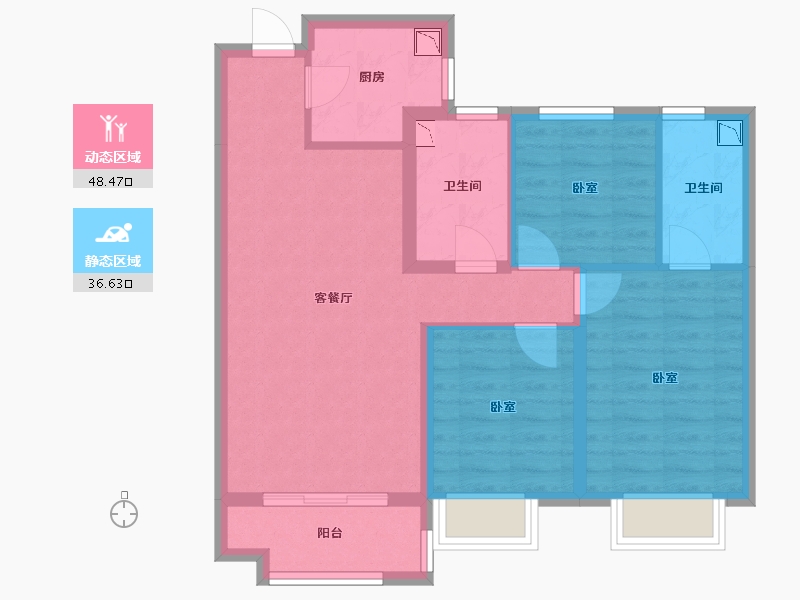 甘肃省-兰州市-兰州万达城-75.21-户型库-动静分区