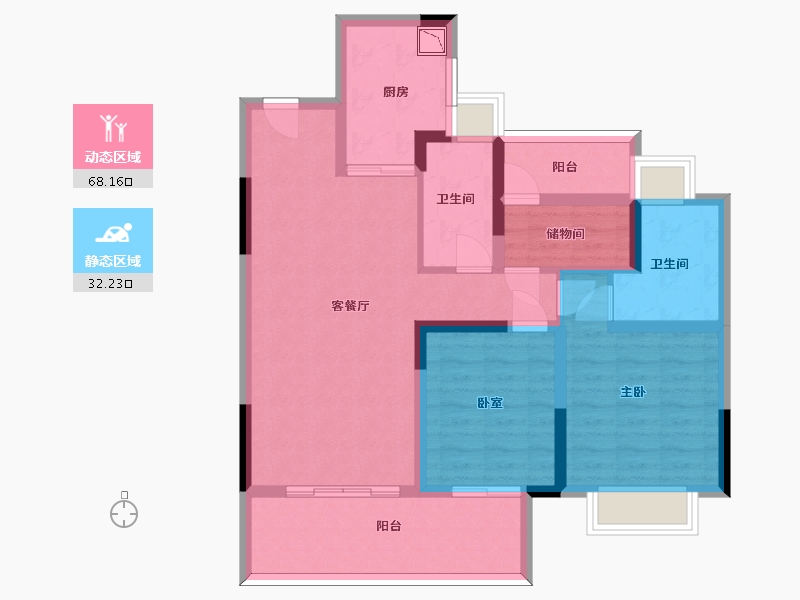 江苏省-苏州市-华润金悦湾-88.54-户型库-动静分区