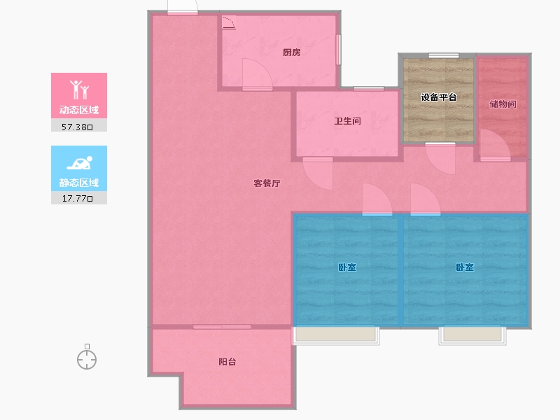 江苏省-苏州市-金科源江筑-74.00-户型库-动静分区