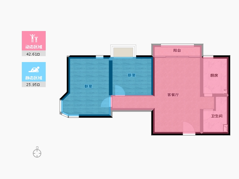 甘肃省-兰州市-普天格兰绿都-60.45-户型库-动静分区