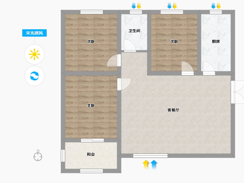 陕西省-西安市-华宇景观天下二期-88.00-户型库-采光通风