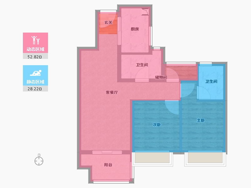 浙江省-台州市-碧桂园·城市之光-71.77-户型库-动静分区