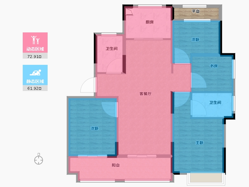 浙江省-宁波市-象山保集瑞府-125.00-户型库-动静分区