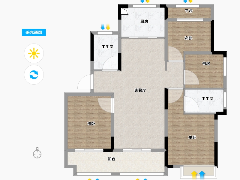 浙江省-宁波市-象山保集瑞府-125.00-户型库-采光通风