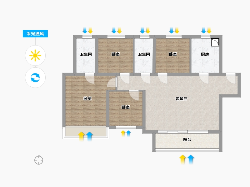 甘肃省-兰州市-绿地兰州丝路世界中心-93.42-户型库-采光通风