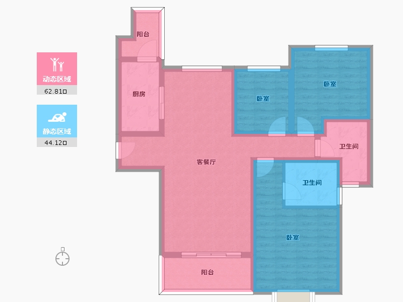 江苏省-无锡市-无锡恒大绿洲-94.38-户型库-动静分区