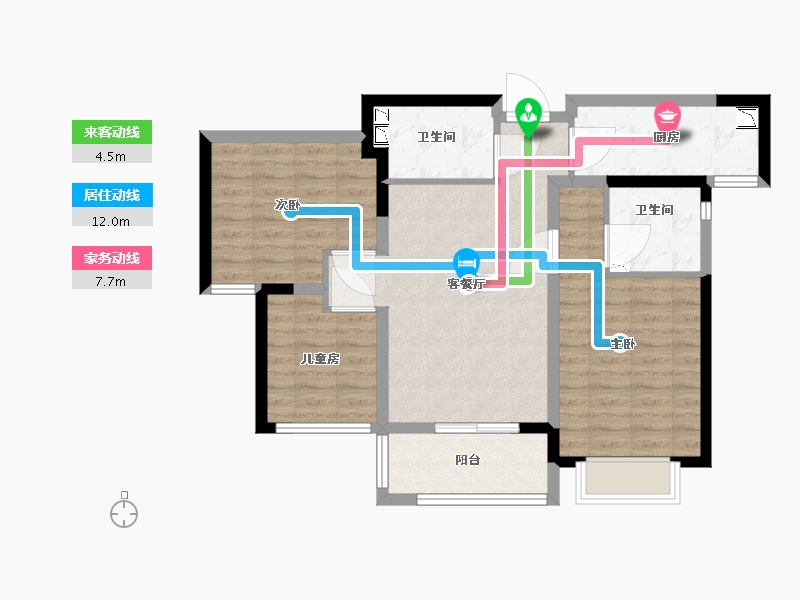 江苏省-苏州市-璀璨绿翠花园-78.00-户型库-动静线