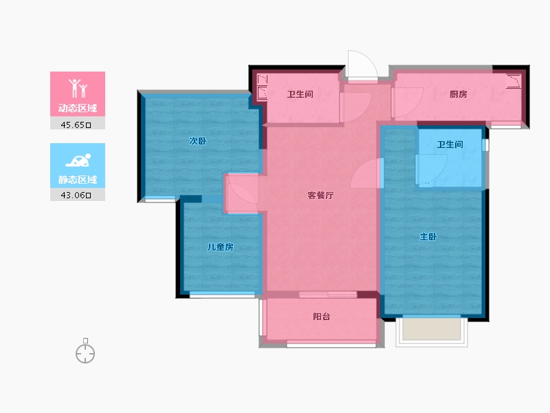 江苏省-苏州市-璀璨绿翠花园-78.00-户型库-动静分区