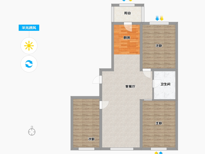 黑龙江省-哈尔滨市-骏赫·书苑派-88.01-户型库-采光通风