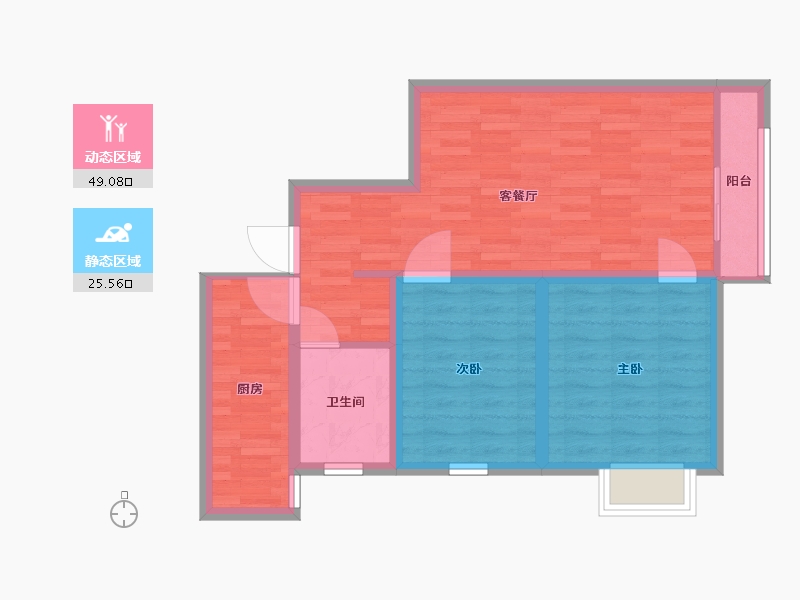 陕西省-西安市-林河世家-66.26-户型库-动静分区