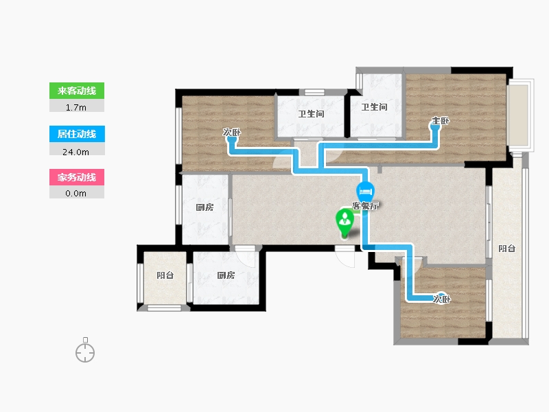 浙江省-宁波市-绿城柳岸晓风-106.08-户型库-动静线