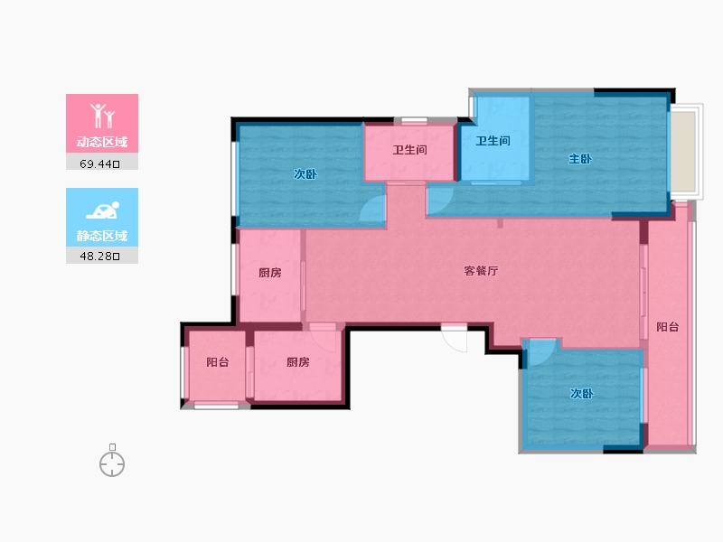 浙江省-宁波市-绿城柳岸晓风-106.08-户型库-动静分区