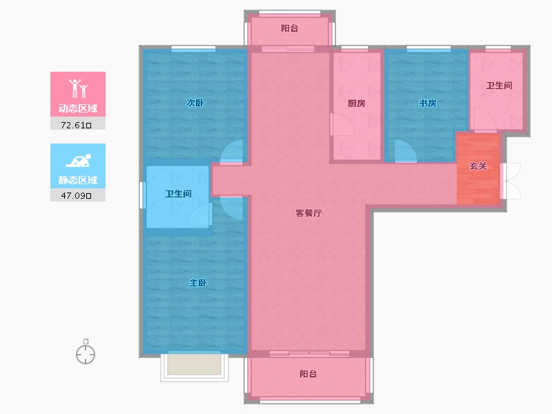 甘肃省-兰州市-盛世和平居-107.47-户型库-动静分区