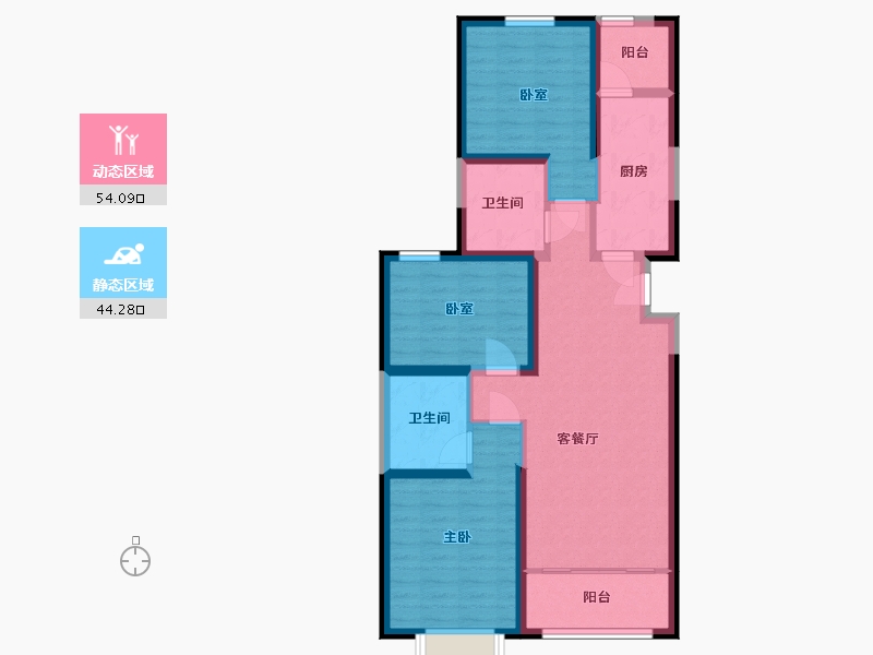 陕西省-咸阳市-咸阳恒大帝景-87.15-户型库-动静分区