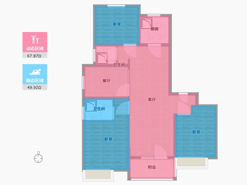 江苏省-苏州市-中锐弘阳·星唐府-103.19-户型库-动静分区