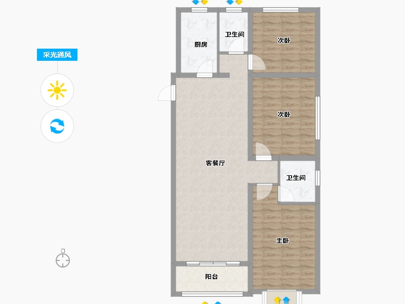 山东省-淄博市-忆江南启园-97.52-户型库-采光通风