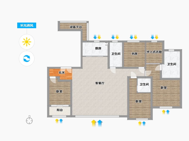 陕西省-西安市-海逸长洲-145.65-户型库-采光通风