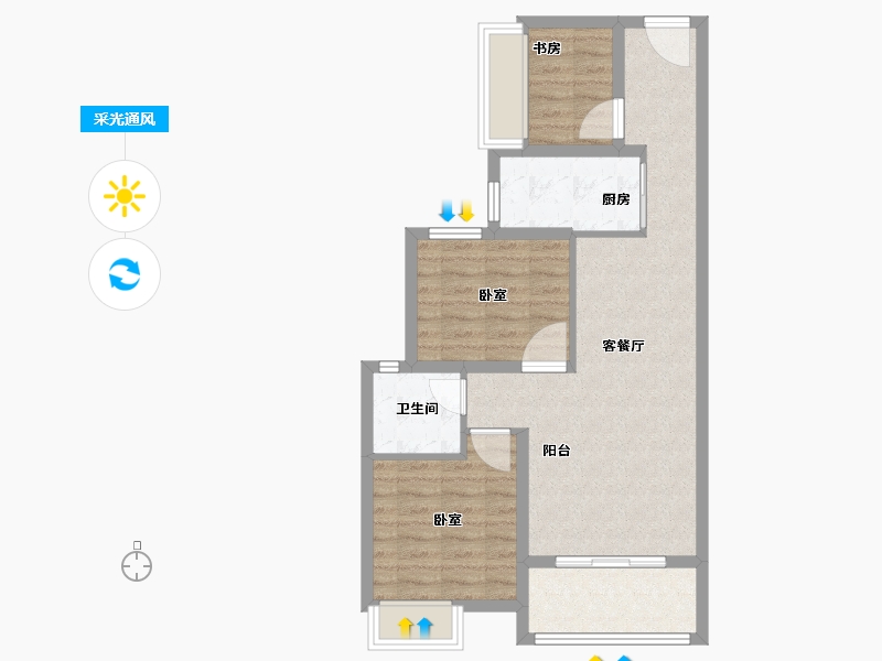 江苏省-苏州市-苏州吴中万达广场-70.00-户型库-采光通风