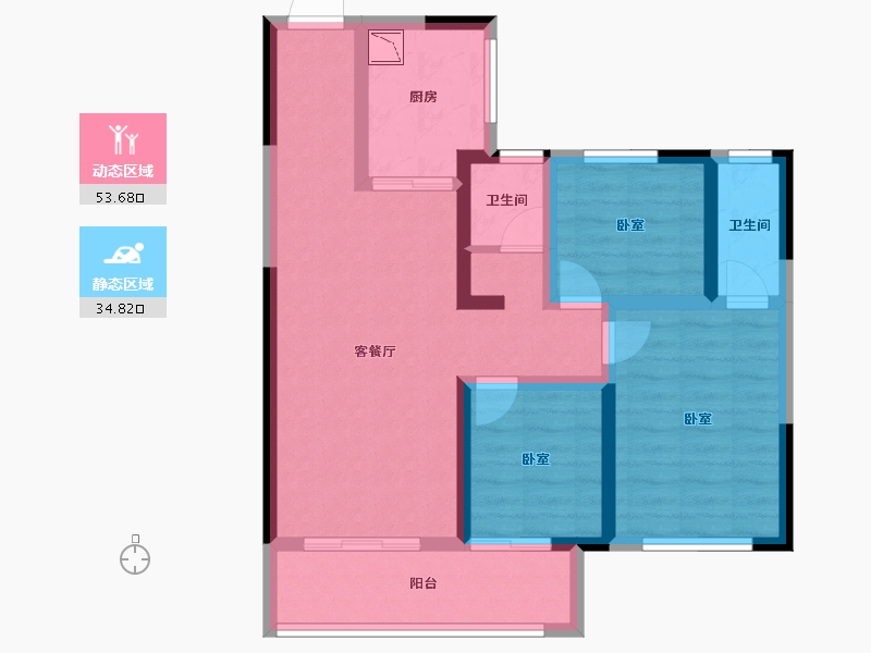 甘肃省-兰州市-蓝光雍锦阁-77.27-户型库-动静分区