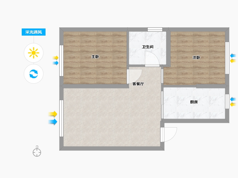 黑龙江省-哈尔滨市-骏赫·书苑派-58.40-户型库-采光通风