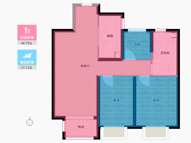 甘肃省-兰州市-兰州融创城-65.21-户型库-动静分区