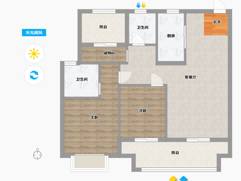 江苏省-苏州市-禧苑-80.00-户型库-采光通风