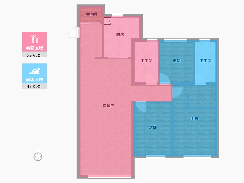 黑龙江省-哈尔滨市-华润置地·崑崙御-91.78-户型库-动静分区