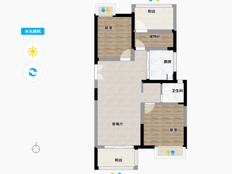 江苏省-苏州市-陆家嘴锦绣澜山-74.00-户型库-采光通风