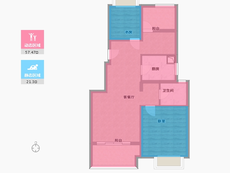 江苏省-苏州市-太湖相王府·橘郡-69.44-户型库-动静分区