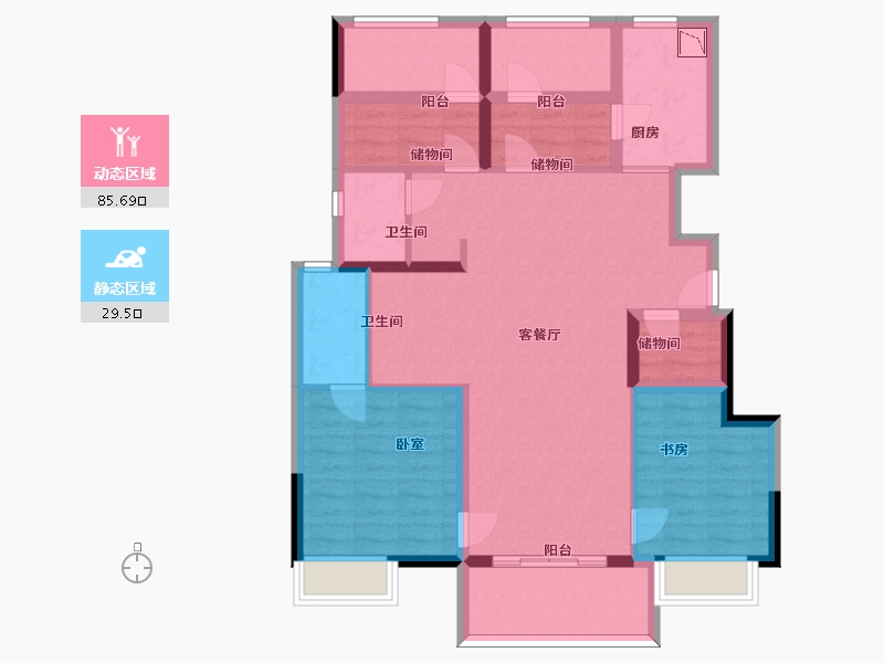 江苏省-苏州市-华润悦府东-102.33-户型库-动静分区