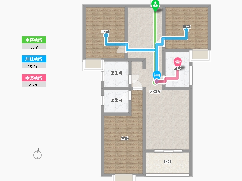 陕西省-咸阳市-滨河星城-105.43-户型库-动静线