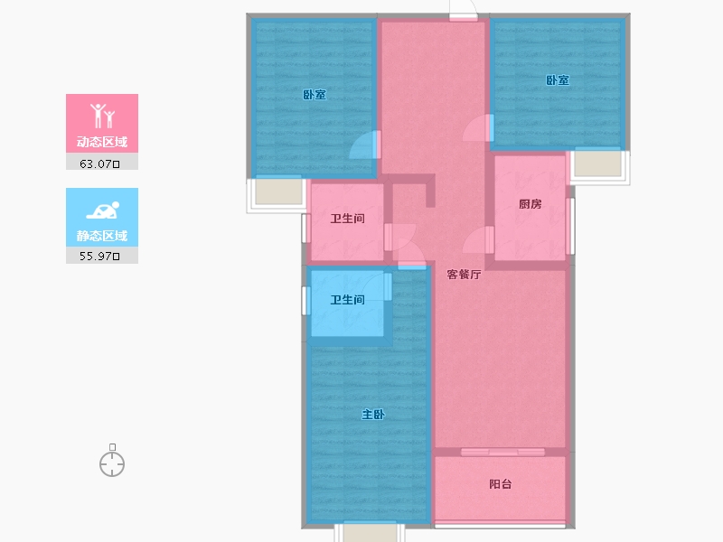 陕西省-咸阳市-滨河星城-105.43-户型库-动静分区