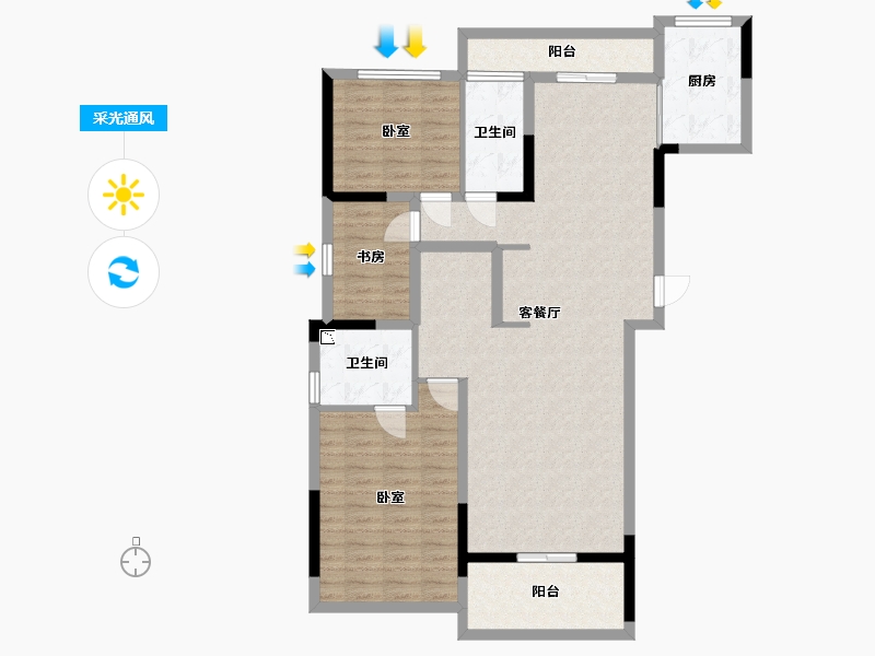 江苏省-苏州市-华发公园首府-111.69-户型库-采光通风