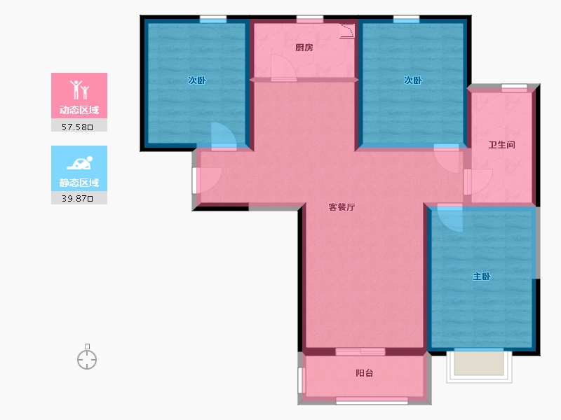 陕西省-西安市-林河世家-86.32-户型库-动静分区