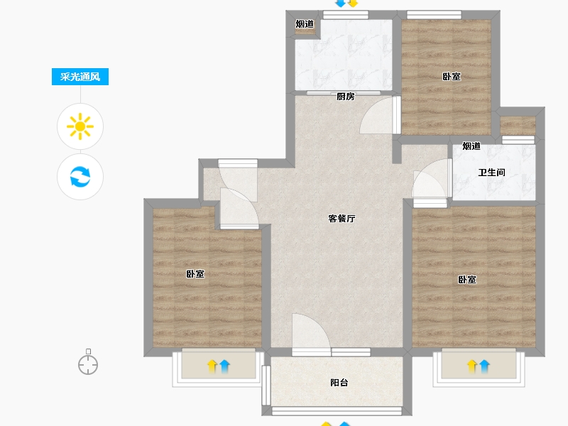 江苏省-苏州市-中锐弘阳·星唐府-77.00-户型库-采光通风