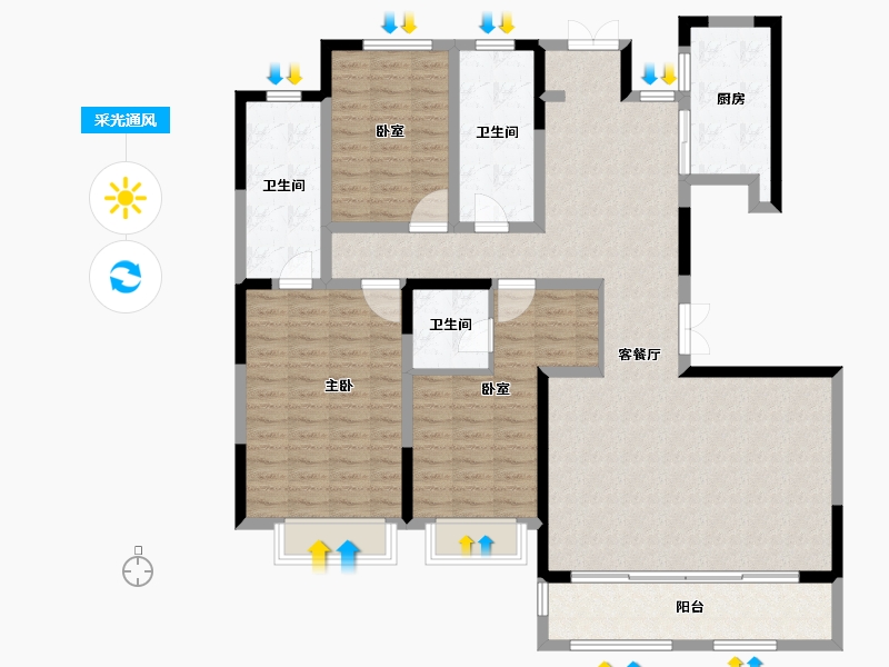 陕西省-西安市-天地源大都会-137.30-户型库-采光通风