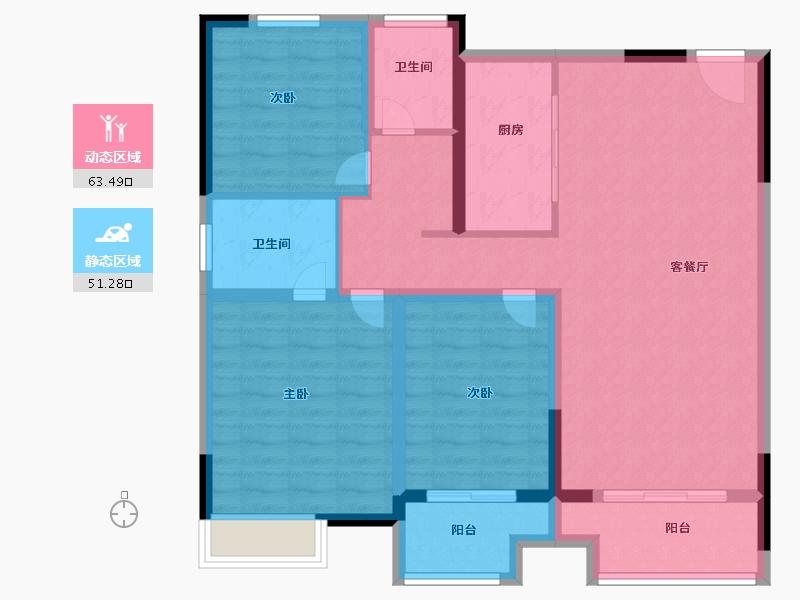 江苏省-徐州市-上水璞园-102.99-户型库-动静分区