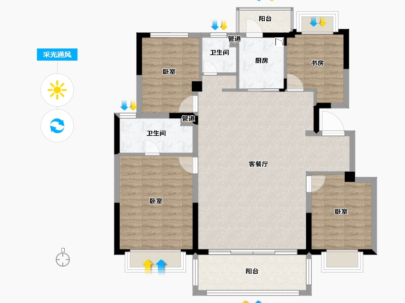 江苏省-无锡市-路劲梅都府-114.00-户型库-采光通风