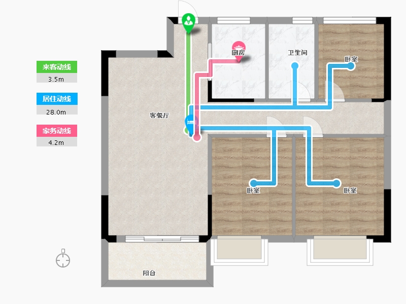 江苏省-苏州市-金科观天下-76.00-户型库-动静线