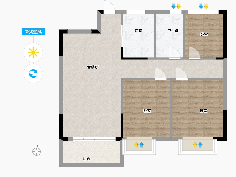 江苏省-苏州市-金科观天下-76.00-户型库-采光通风