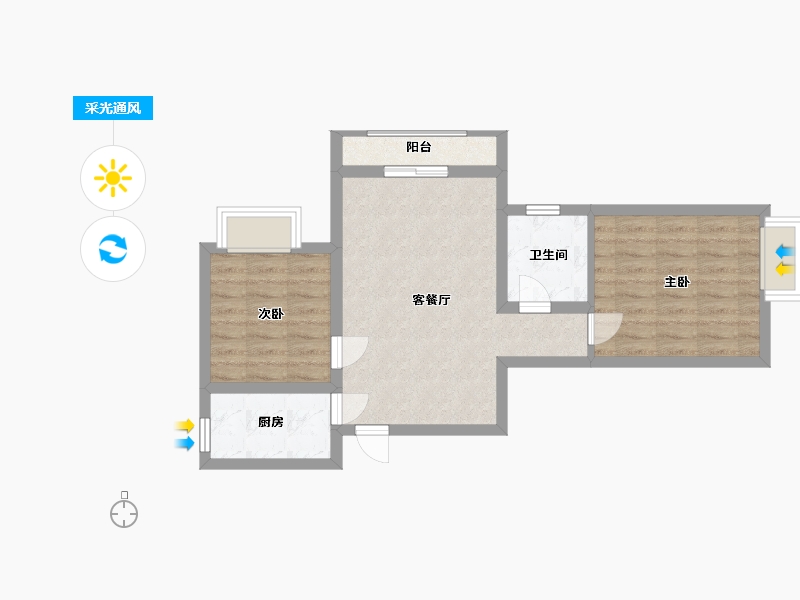 陕西省-西安市-林河世家-57.90-户型库-采光通风