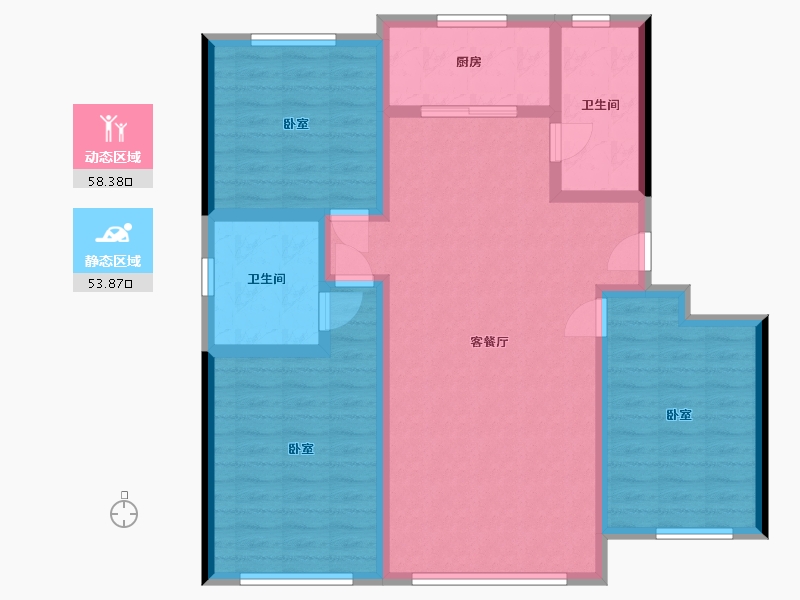 辽宁省-盘锦市-林海景天·林翠苑-100.47-户型库-动静分区