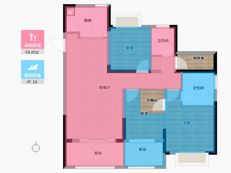 江苏省-南京市-融侨观澜-98.71-户型库-动静分区