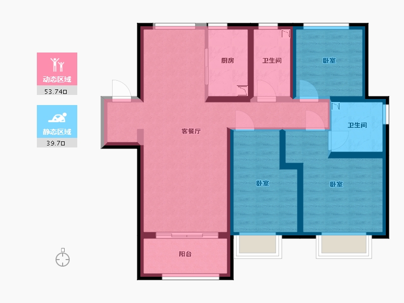 甘肃省-兰州市-兰州融创城-81.82-户型库-动静分区