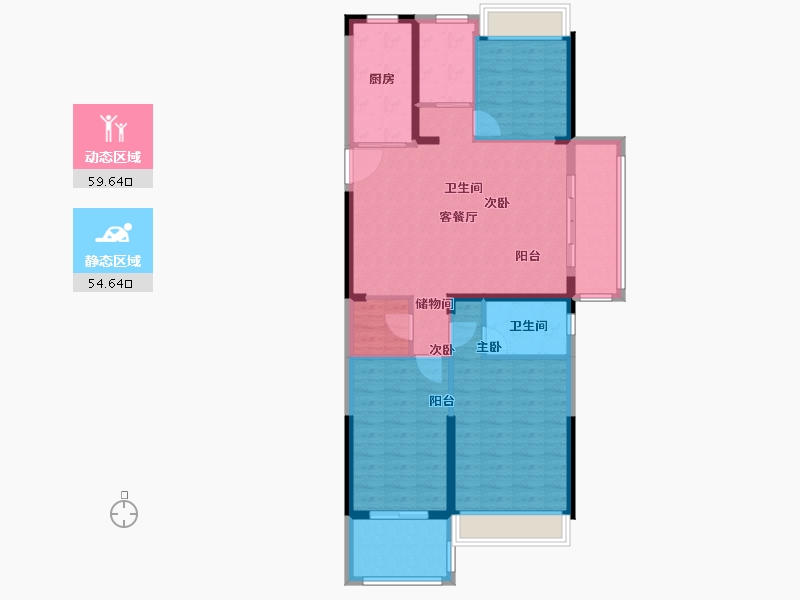 江苏省-南京市-碧桂园伯爵台-103.00-户型库-动静分区