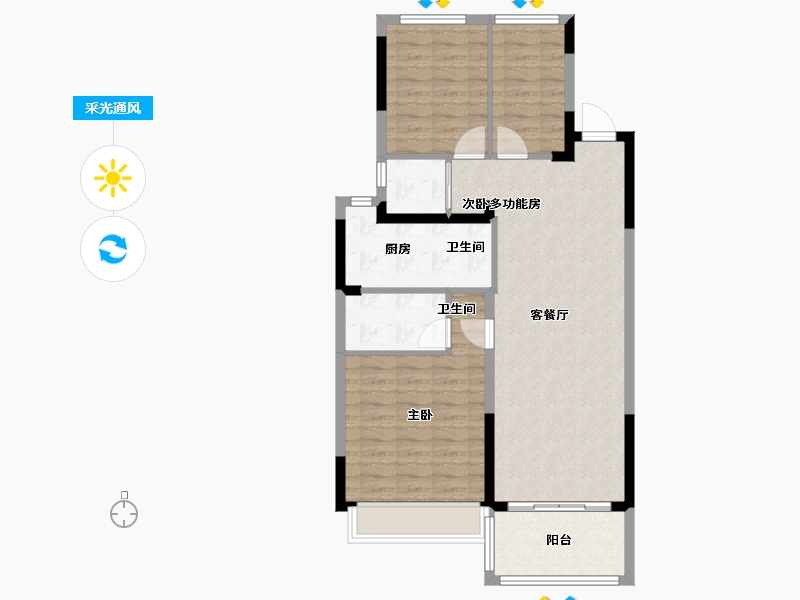 江苏省-南京市-碧桂园伯爵台-88.00-户型库-采光通风