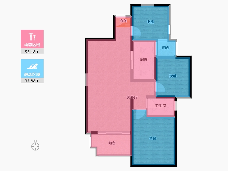 陕西省-西安市-易道郡玫瑰公馆-79.01-户型库-动静分区