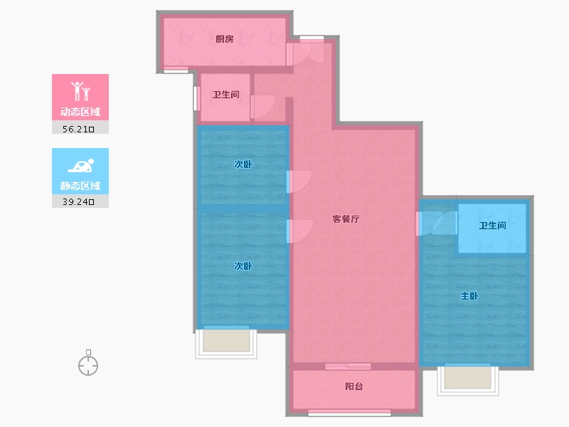 陕西省-西安市-林河世家-84.18-户型库-动静分区