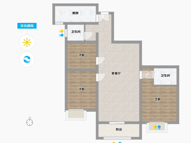 陕西省-西安市-林河世家-84.18-户型库-采光通风