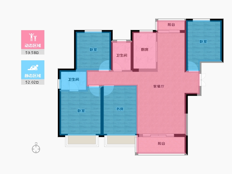 陕西省-西安市-中建璟庭-99.77-户型库-动静分区